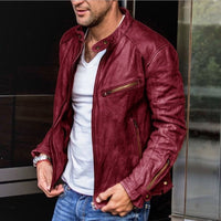 Men's leather jacket with weather-resistant autumn coating – Leandro