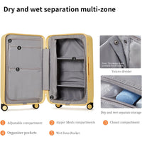 Airline-Approved 20" Carry-On Luggage with 3:7 Split & Triple-Layer PC Shell