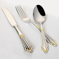 24- or 48-Piece Stainless Steel Cutlery Set with Gold Finish - GlowCut-24 Pieces-State of Style