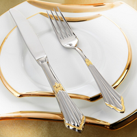 24- or 48-Piece Stainless Steel Cutlery Set with Gold Finish - GlowCut-24 Pieces-State of Style