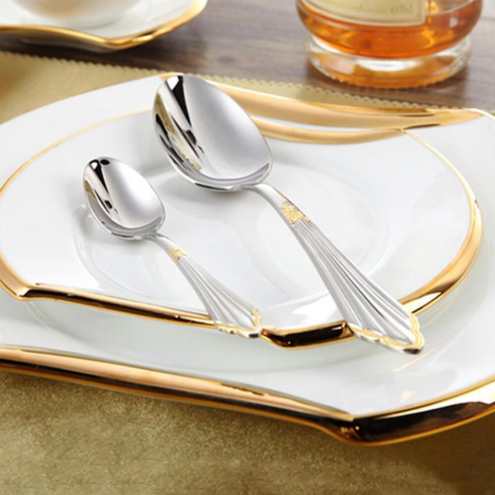 24- or 48-Piece Stainless Steel Cutlery Set with Gold Finish - GlowCut-24 Pieces-State of Style