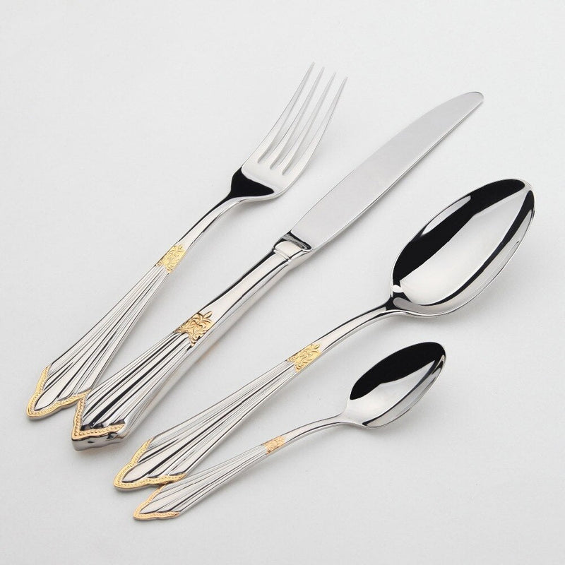 24- or 48-Piece Stainless Steel Cutlery Set with Gold Finish – GlowCut-24 Pieces-State of Style