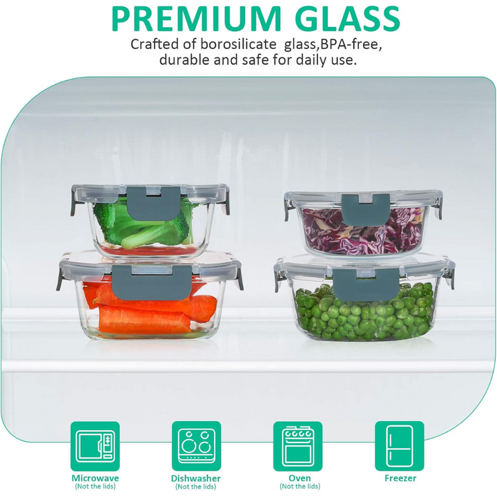 24-Piece Airtight Glass Food Storage Set - PurePreserve-Grey-State of Style