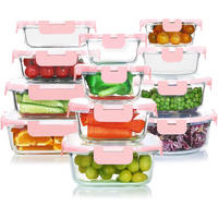 24-Piece Airtight Glass Food Storage Set - PurePreserve-Pink-State of Style