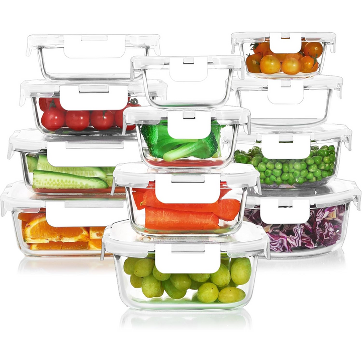 24-Piece Airtight Glass Food Storage Set - PurePreserve-White-State of Style