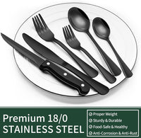 24-Piece Black Stainless Steel Cutlery Set-Round edge-State of Style