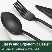 24-Piece Black Stainless Steel Cutlery Set-Round edge-State of Style
