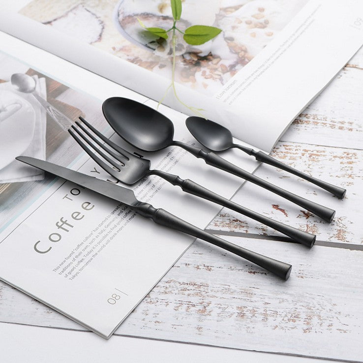 24-Piece Stainless Steel Cutlery Set - PureSet-Matte Black-State of Style