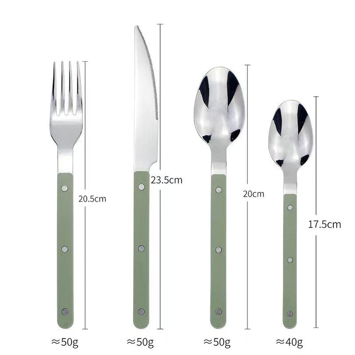 24-Piece Stainless Steel Cutlery Set with Engraved Design – BistroLine-Black-State of Style