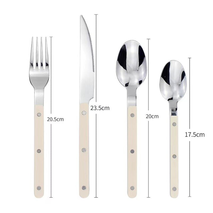 24-Piece Stainless Steel Cutlery Set with Engraved Design – BistroLine-Black-State of Style