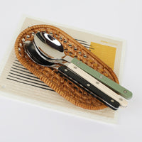 24-Piece Stainless Steel Cutlery Set with Engraved Design – BistroLine-Black-State of Style