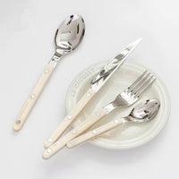 24-Piece Stainless Steel Cutlery Set with Engraved Design – BistroLine-Black-State of Style