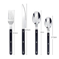 24-Piece Stainless Steel Cutlery Set with Engraved Design – BistroLine-Black-State of Style