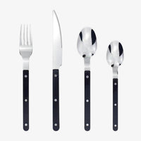 24-Piece Stainless Steel Cutlery Set with Engraved Design – BistroLine-Black-State of Style