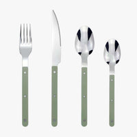 24-Piece Stainless Steel Cutlery Set with Engraved Design – BistroLine-Green-State of Style