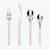 24-Piece Stainless Steel Cutlery Set with Engraved Design – BistroLine-White-State of Style