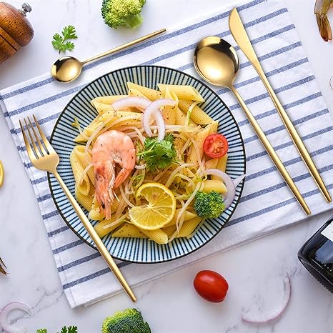 24-Piece Stainless Steel Gold-Silver Luxury Cutlery - RoyalGlow-Black-State of Style