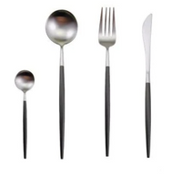 24-Piece Stainless Steel Gold-Silver Luxury Cutlery Set – RoyalGlow-Black Silver-State of Style