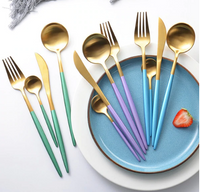 24-Piece Stainless Steel Gold-Silver Luxury Cutlery Set – RoyalGlow-Black-State of Style