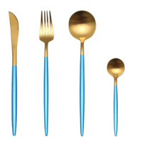 24-Piece Stainless Steel Gold-Silver Luxury Cutlery Set – RoyalGlow-Black-State of Style