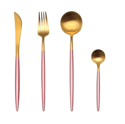 24-Piece Stainless Steel Gold-Silver Luxury Cutlery Set – RoyalGlow-Black-State of Style