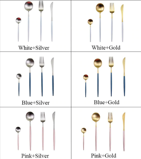 24-Piece Stainless Steel Gold-Silver Luxury Cutlery Set – RoyalGlow-Black-State of Style