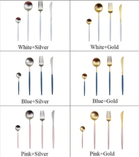 24-Piece Stainless Steel Gold-Silver Luxury Cutlery Set – RoyalGlow-Black-State of Style
