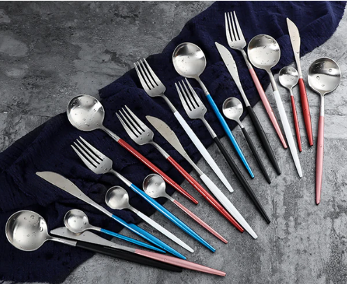 24-Piece Stainless Steel Gold-Silver Luxury Cutlery Set – RoyalGlow-Black-State of Style
