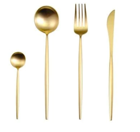 24-Piece Stainless Steel Gold-Silver Luxury Cutlery Set – RoyalGlow-Gold-State of Style