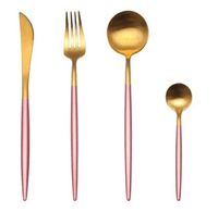 24-Piece Stainless Steel Gold-Silver Luxury Cutlery Set – RoyalGlow-Pink Gold-State of Style