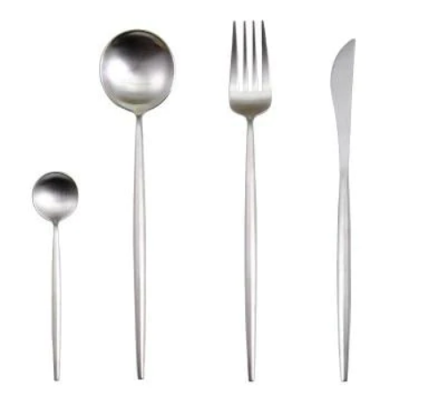 24-Piece Stainless Steel Gold-Silver Luxury Cutlery Set – RoyalGlow-Silver-State of Style
