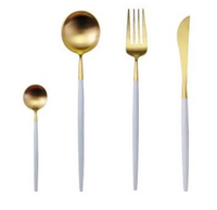 24-Piece Stainless Steel Gold-Silver Luxury Cutlery Set – RoyalGlow-White Gold-State of Style