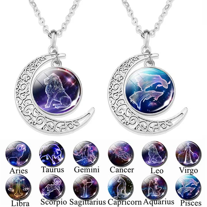 Zodiac Moon Necklace | Celestial Jewellery | Unique Pendant