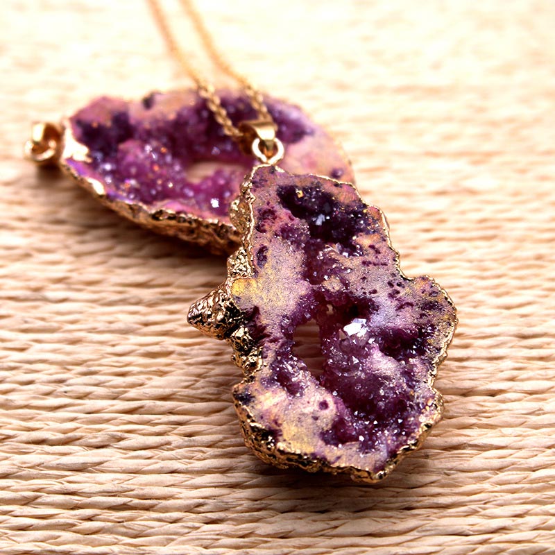 Natural Crystal Geode Pendant - Gaia