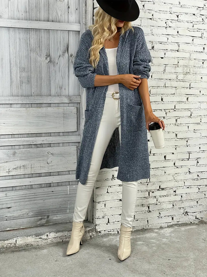 Long women's knitted cardigan for autumn & winter – Elara