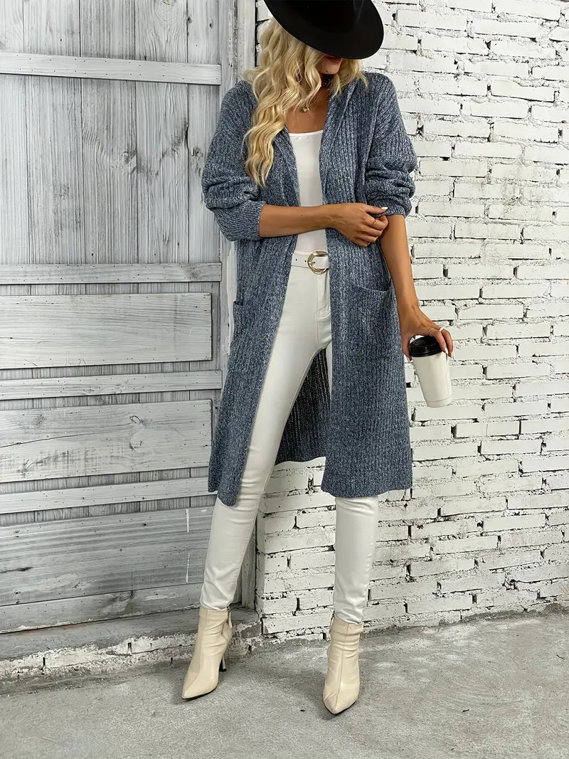 Long women's knitted cardigan for autumn & winter – Elara