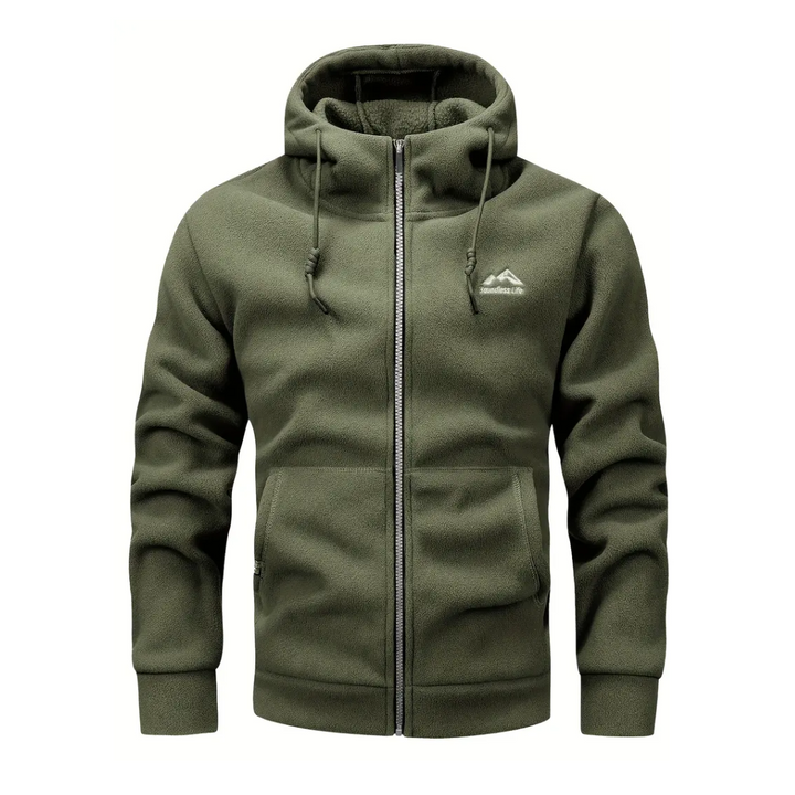 Men's fleece jacket with hood & zip – Sören