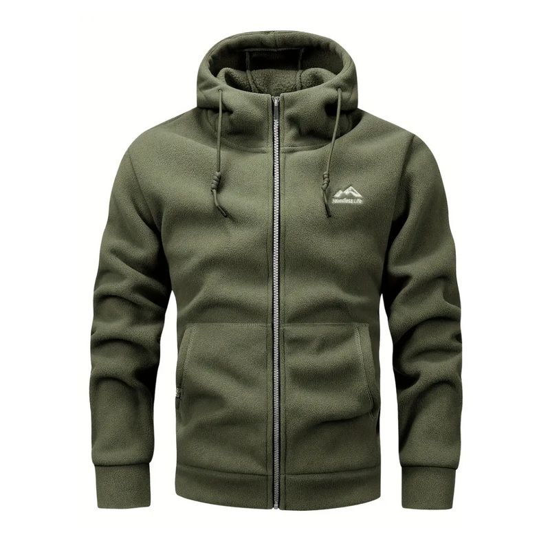 Men's fleece jacket with hood & zip – Sören