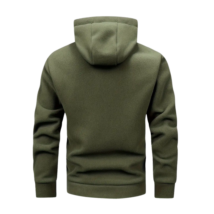 Men's fleece jacket with hood & zip – Sören