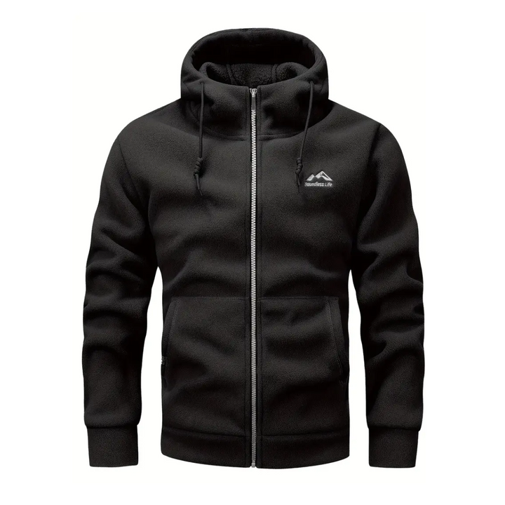 Men's fleece jacket with hood & zip – Sören
