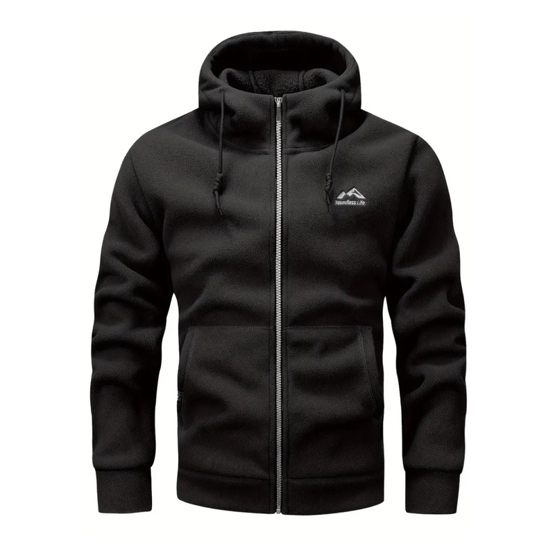 Men's fleece jacket with hood & zip – Sören