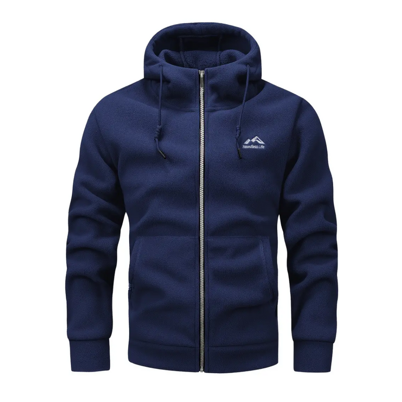 Men's fleece jacket with hood & zip – Sören