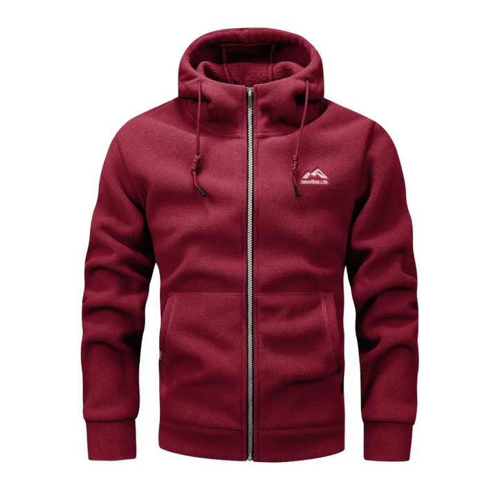 Men's fleece jacket with hood & zip – Sören
