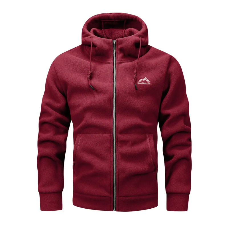 Men's fleece jacket with hood & zip – Sören