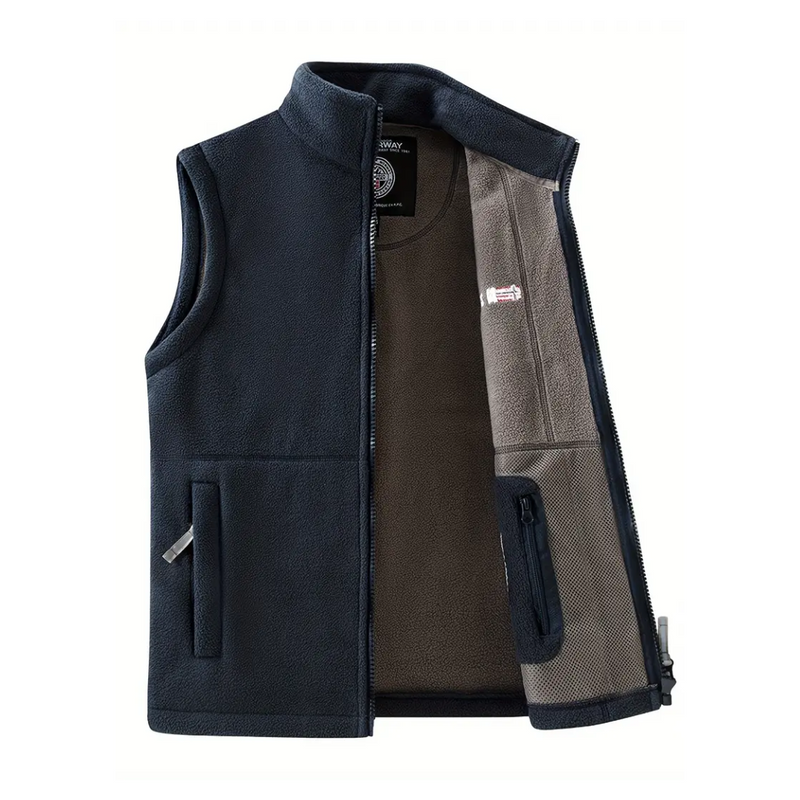 Men's Fleece Outdoor Gilet – Lined with Stand-up Collar – Kaspar