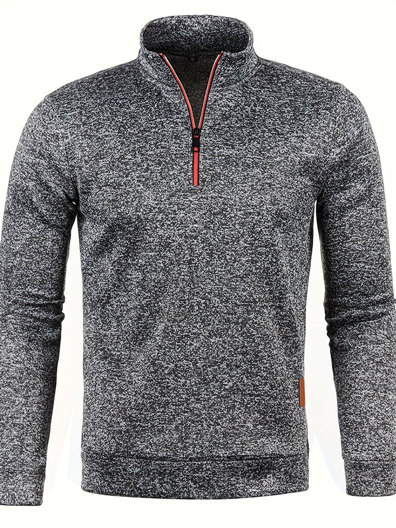 Men's pullover with neck zip for autumn & winter - Matteo