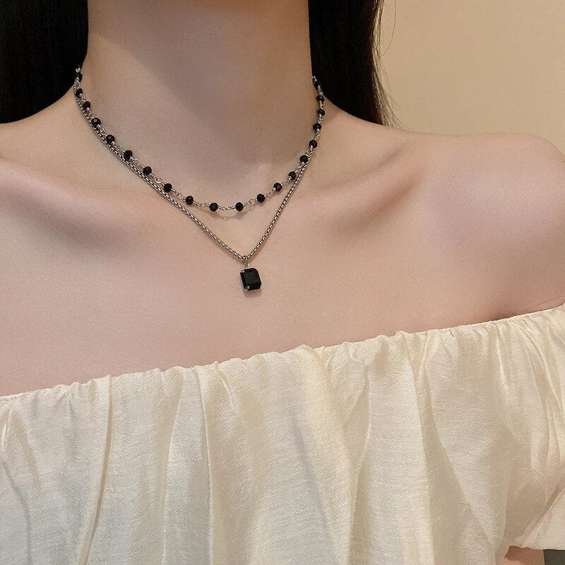 Elegant Silver Double Chain Necklace