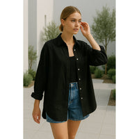 Linen Ladies Blouse with Button Closure – Marise