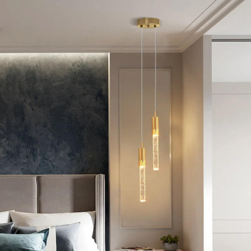 Glass Pendant Lamp in Cylindrical Shape - Lustreau-Gold-1 lamp-State of Style