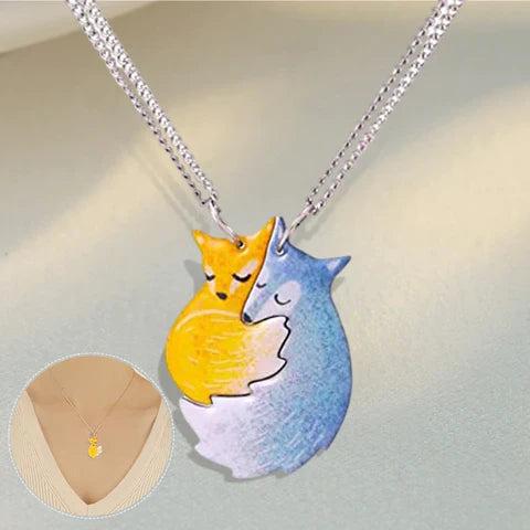 Charming Fox and Wolf Couple Necklace